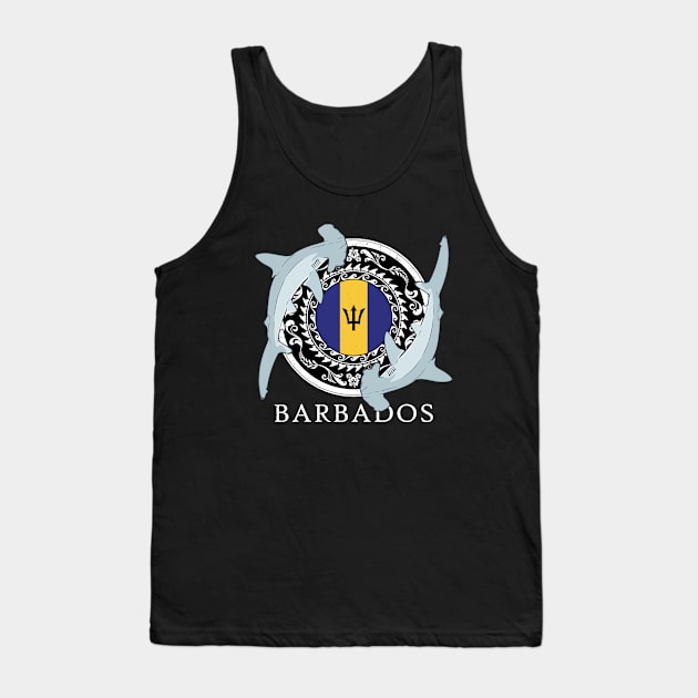 Hammerhead Shark Flag of Barbados Tank Top by NicGrayTees